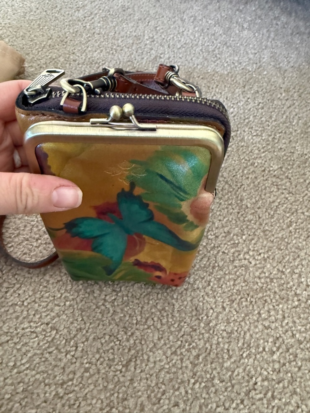 NWT Patricia Nash Golden Multi Butterfly Crossbody Phone Bag - Picture 5 of 7